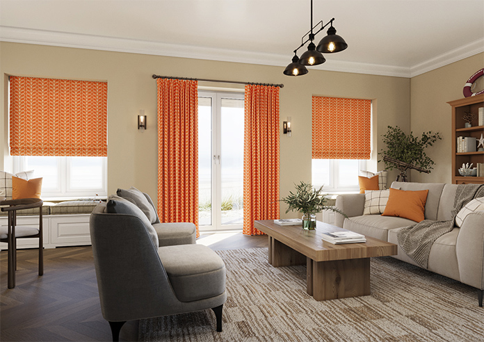Orla Kiely Linear Stem, Persimmon - Roman Blind - Image 6